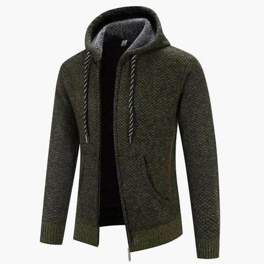 Men's knitted hooded jacket for autumn & winter – warm casual hoodie with zipper