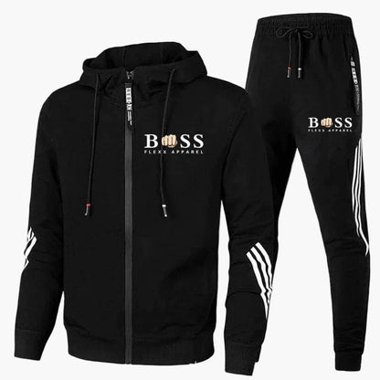 Men's Training Suit Set Sportswear Two-Piece with Hooded Sweatshirt – Fashionable Leisure and Exercise Look
