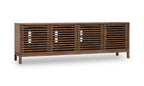 Tv-meubel essenhout Tanner Japandi Roux bruin 198 x 46 x 66 cm, vierdeurs met lamellenfronten