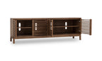 Tv-meubel essenhout Tanner Japandi Roux bruin 198 x 46 x 66 cm, vierdeurs met lamellenfronten