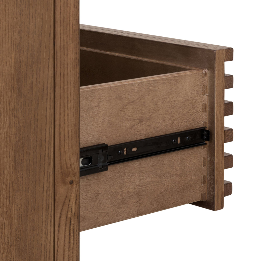 Ladekast essenhout massief Tanner, Roux bruin, 5 lades – H132 x B107 x D46 cm, voor slaapkamer