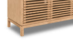 Tv-meubel essenhout Tanner Japandi lamellen vlaskleur 198 x 46 x 66 cm, vierdeurs mediaconsole