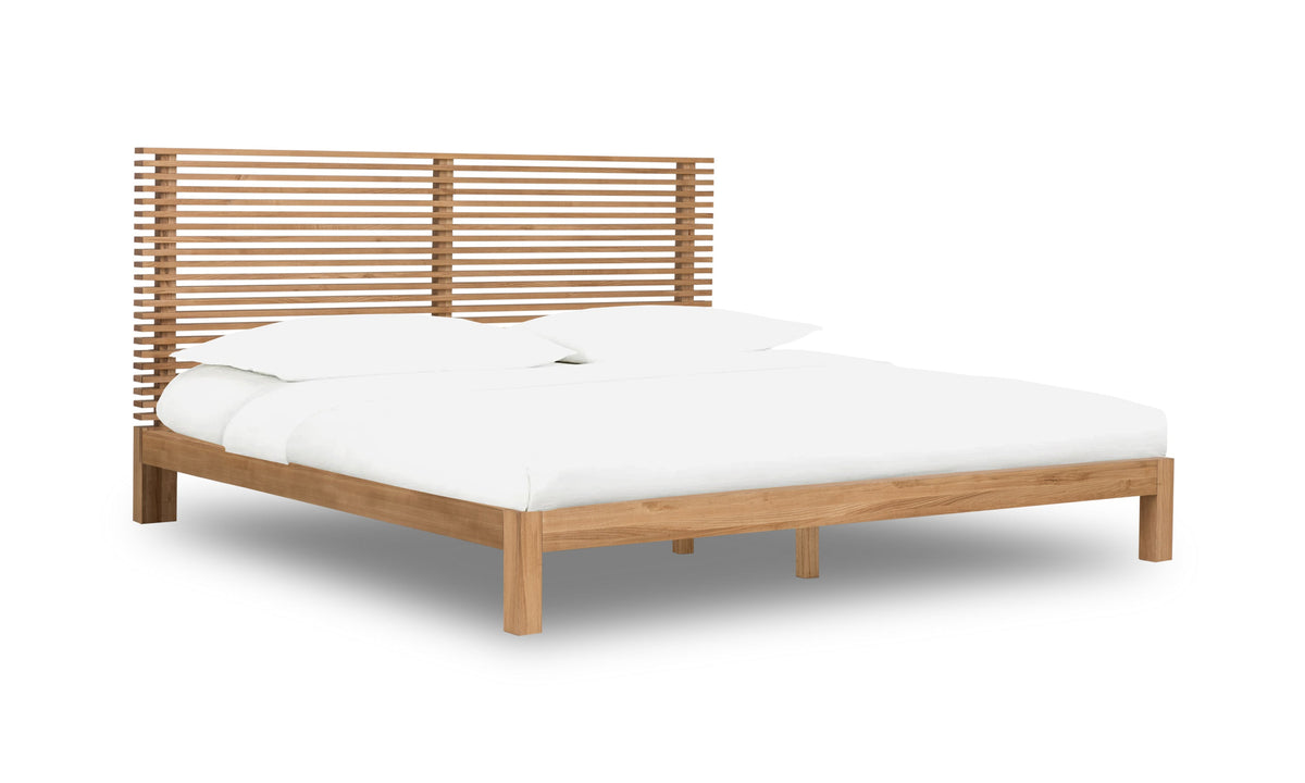 Bed massief essen Tanner Flaxen 160 x 200 cm, platformbed met slatted hoofdbord voor de slaapkamer