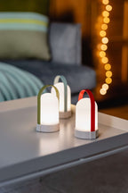 Tafellamp oplaadbaar led kunststof en metaal, Uri Piccolo, rood, lichtblauw en groen, H 15 cm, set van 3