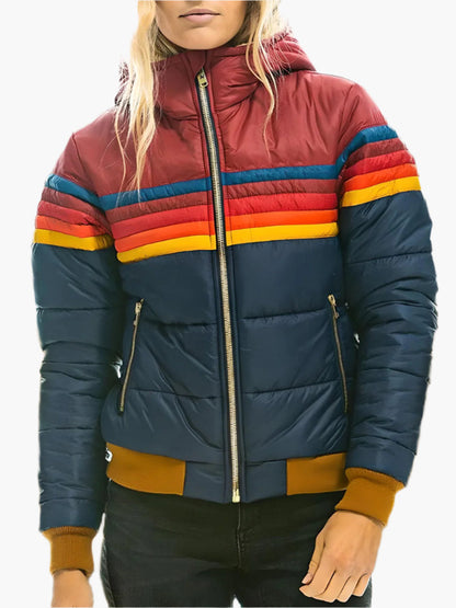 Women's Retro Quilted Jacket with Hood – Fashionable Casual Winter Jacket in Vintage Style