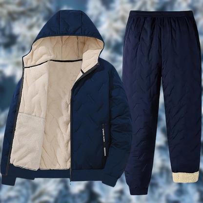 Quilted men's tracksuit, lined, with hood, 2-piece