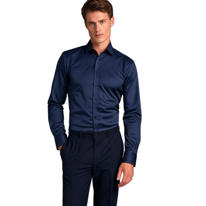 Men's Business & Casual Stretch Shirt Slim Fit – Elegant Long Sleeve Shirt for Office & Everyday Use
