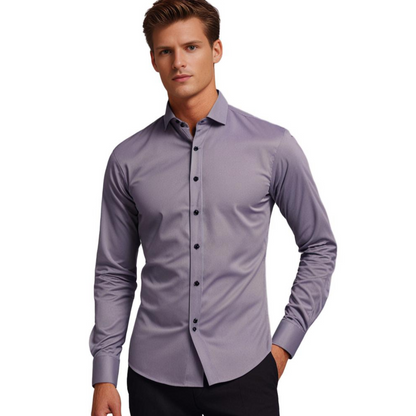 Men's Business & Casual Stretch Shirt Slim Fit – Elegant Long Sleeve Shirt for Office & Everyday Use