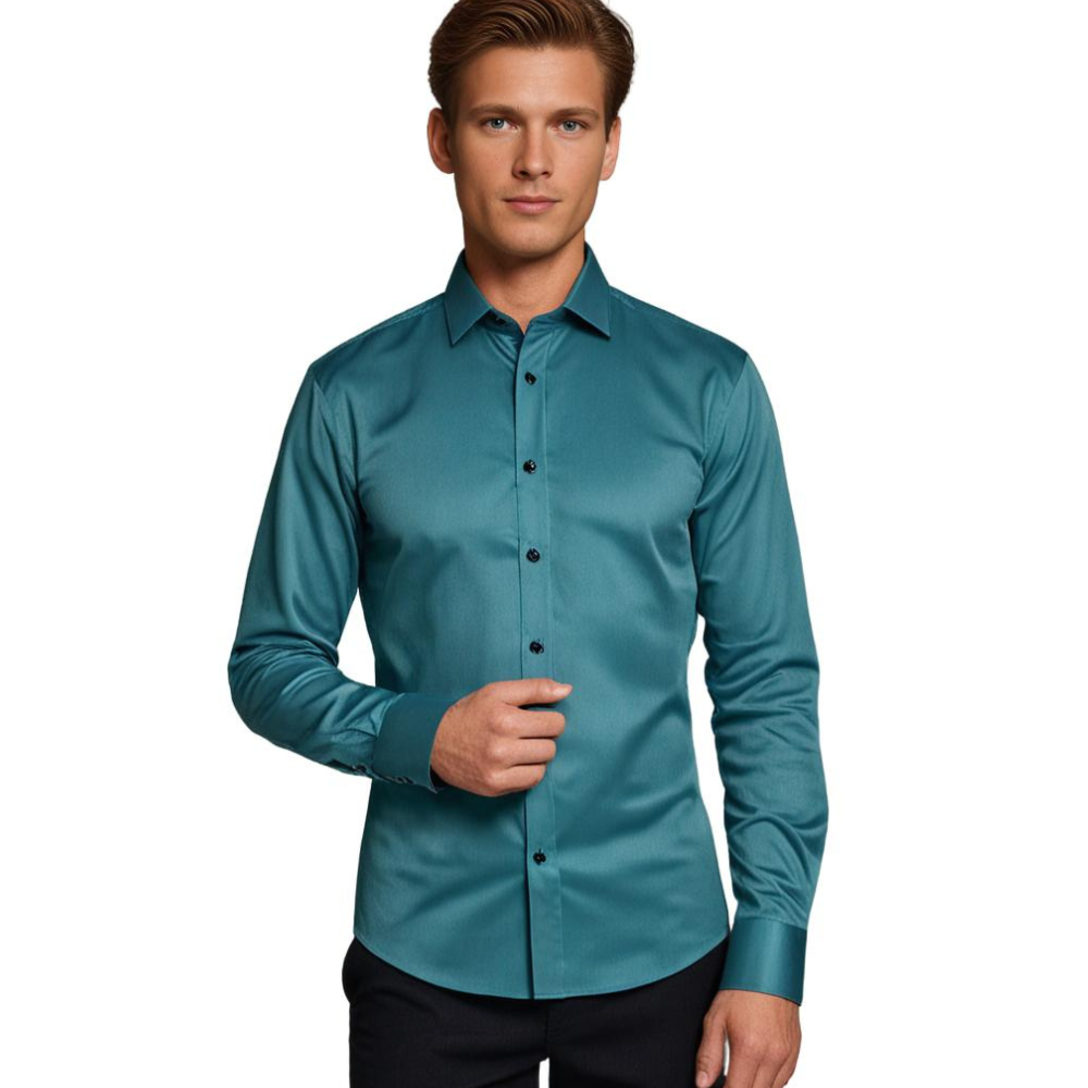 Men's Business & Casual Stretch Shirt Slim Fit – Elegant Long Sleeve Shirt for Office & Everyday Use