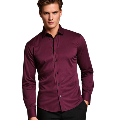 Men's Business & Casual Stretch Shirt Slim Fit – Elegant Long Sleeve Shirt for Office & Everyday Use