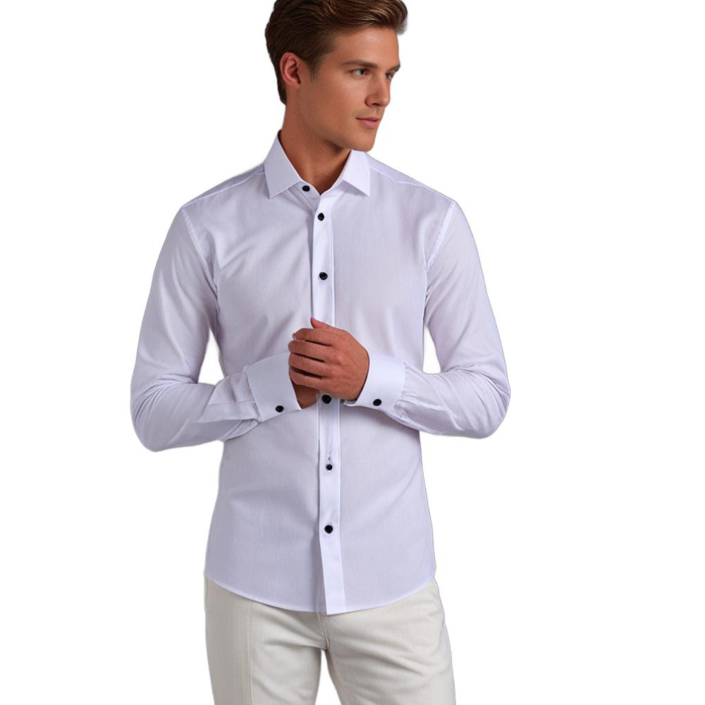 Men's Business & Casual Stretch Shirt Slim Fit – Elegant Long Sleeve Shirt for Office & Everyday Use