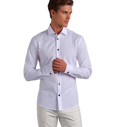 Men's Business & Casual Stretch Shirt Slim Fit – Elegant Long Sleeve Shirt for Office & Everyday Use