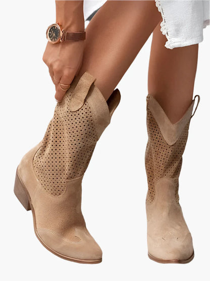 Women's Cowboy Boots with Zipper – Fashionable Western Style for Everyday and Festival