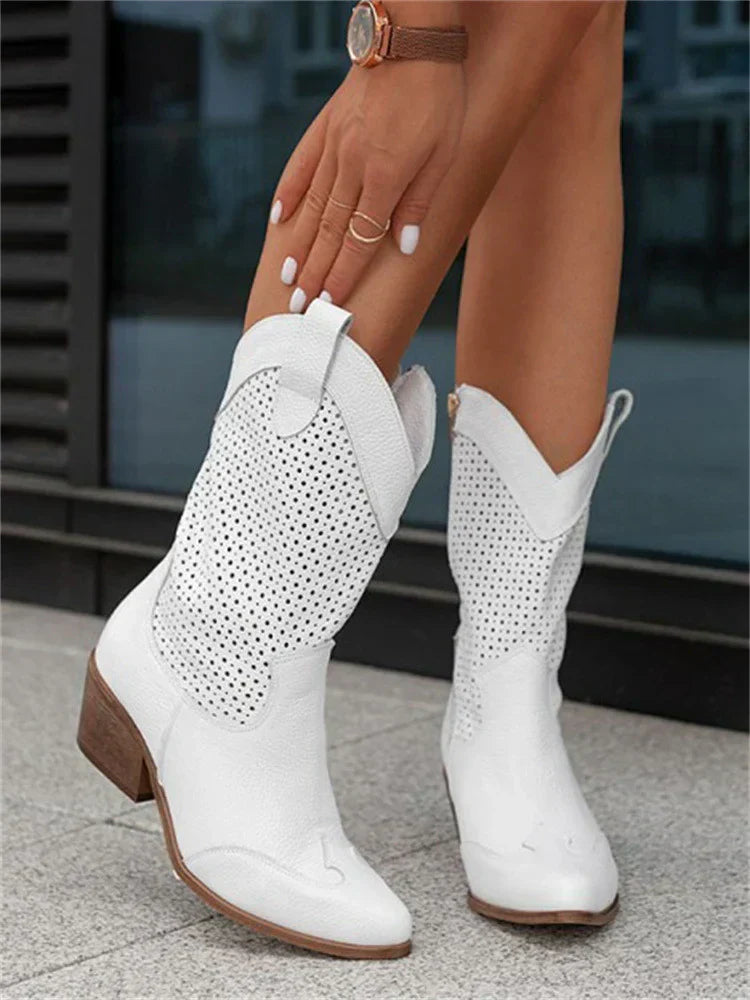 Women's Cowboy Boots with Zipper – Fashionable Western Style for Everyday and Festival