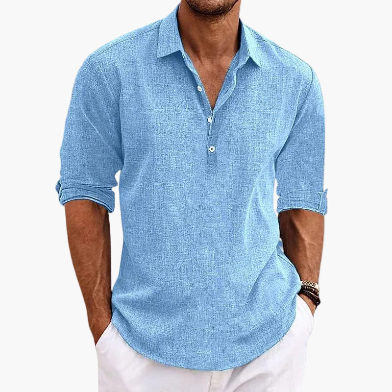 Men's casual shirt with standing collar – Modern summer shirt for everyday life and vacation