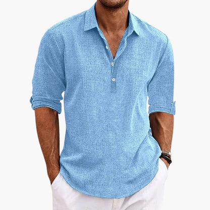 Men's casual shirt with standing collar – Modern summer shirt for everyday life and vacation