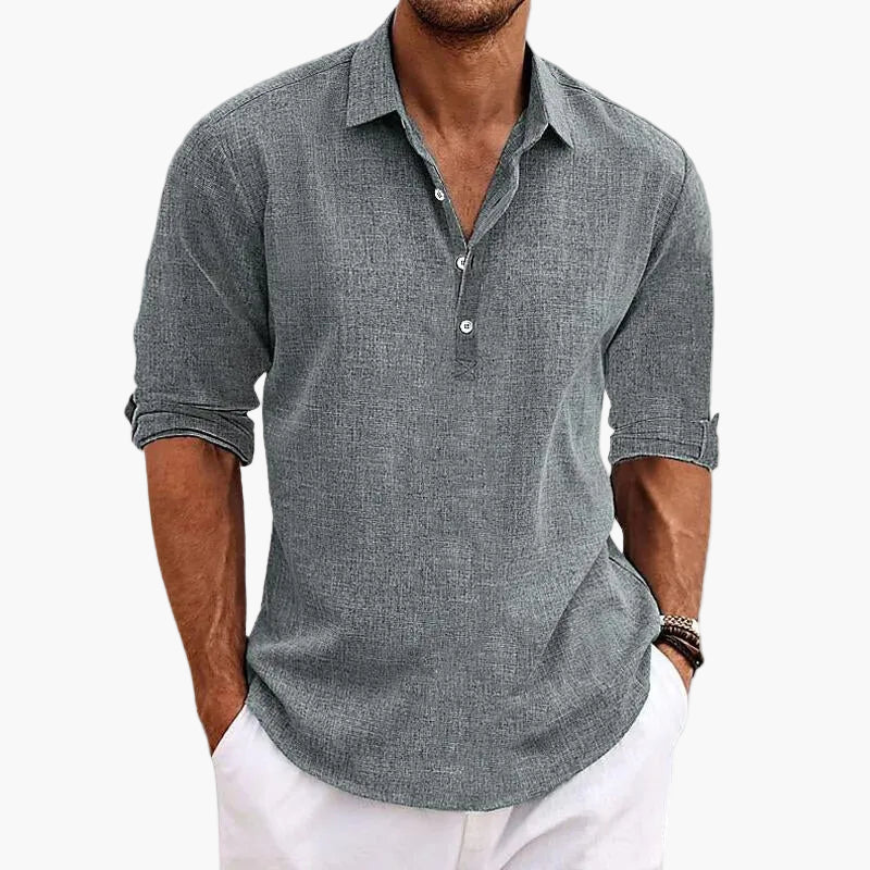 Men's casual shirt with standing collar – Modern summer shirt for everyday life and vacation