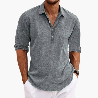 Men's casual shirt with standing collar – Modern summer shirt for everyday life and vacation