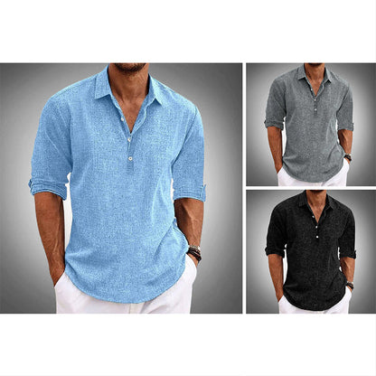 Men's casual shirt with standing collar – Modern summer shirt for everyday life and vacation
