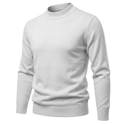 Men's long-sleeve mock-neck basic knit sweater