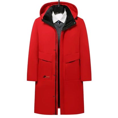 Men's long hooded winter coat, gray