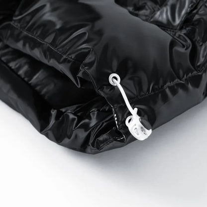 Shiny Quilted Vest for Men with Stand-Up Collar - Black