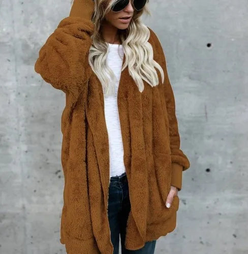Damen Kuschelige Strickjacke Offen Flauschige Jacke Langarm