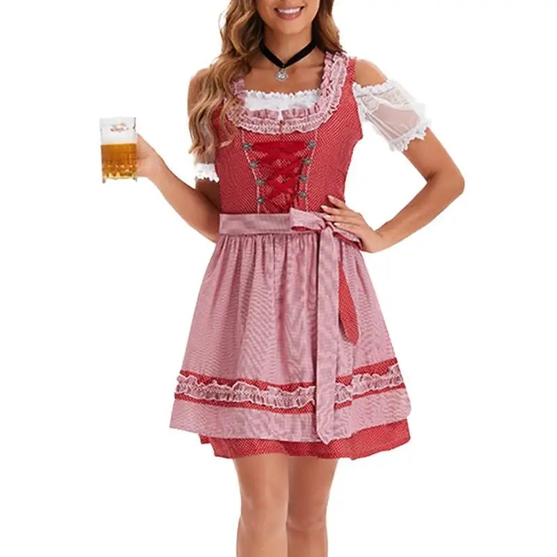39BB Beer costume, dirndl, dress, blouse, apron, German Bavarian Oktoberfest costume set