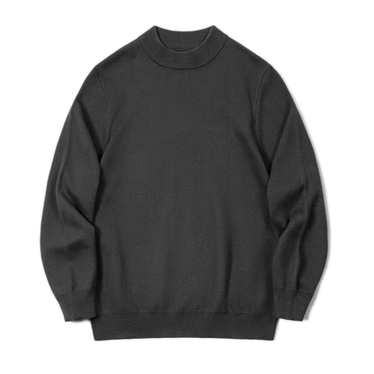 Men's mock-neck fine-knit sweater long-sleeve solid color