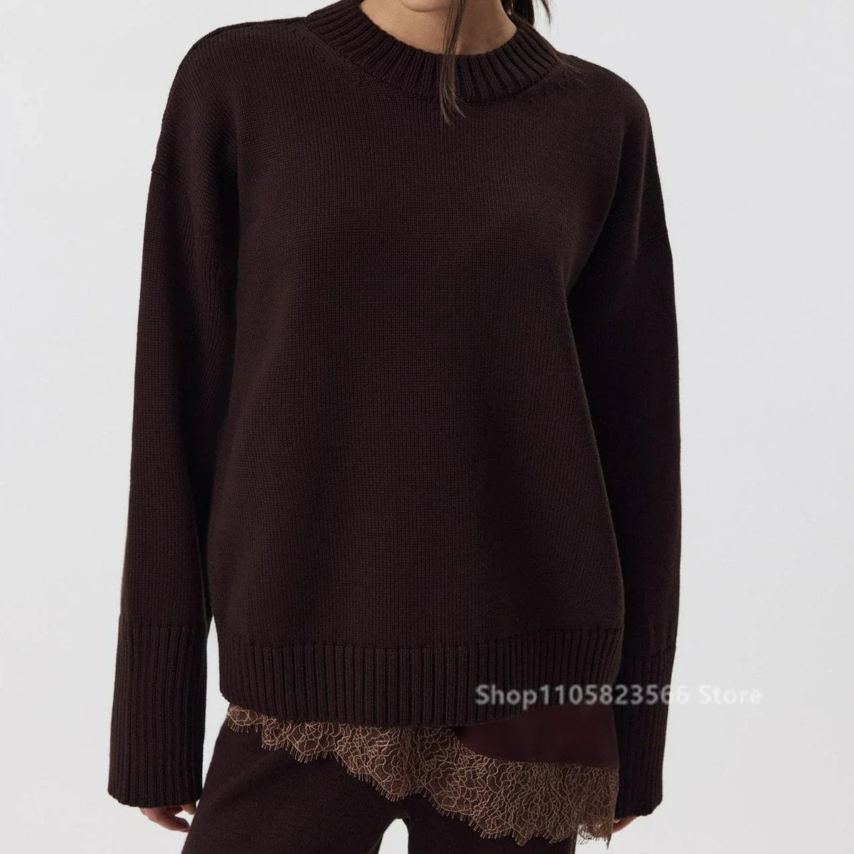 Women's oversized sweater, crew neck, long sleeves
