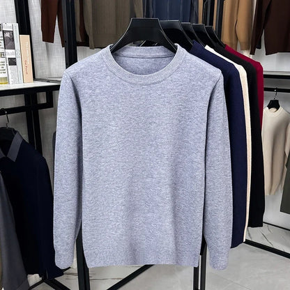 Unisex crew-neck long-sleeve basic knit pullover