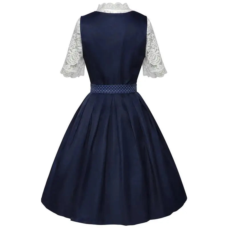 Dirndl mit Schürze und Spitzenbluse Grüner Blauer Trachtenrock Trachtenmode