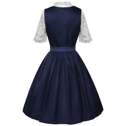 Dirndl mit Schürze und Spitzenbluse Grüner Blauer Trachtenrock Trachtenmode