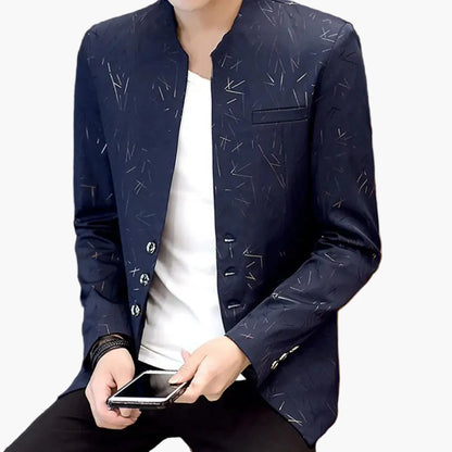 Men's Modern Slim Fit Blazer with Pattern for Business and Leisure