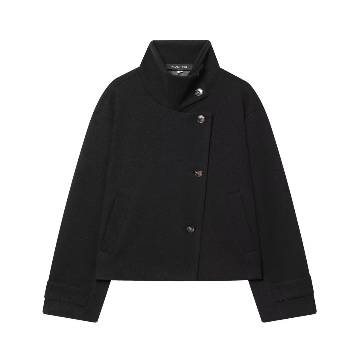 Kurze Damen Übergangsjacke mit Stehkragen und weiten Ärmeln, meliert