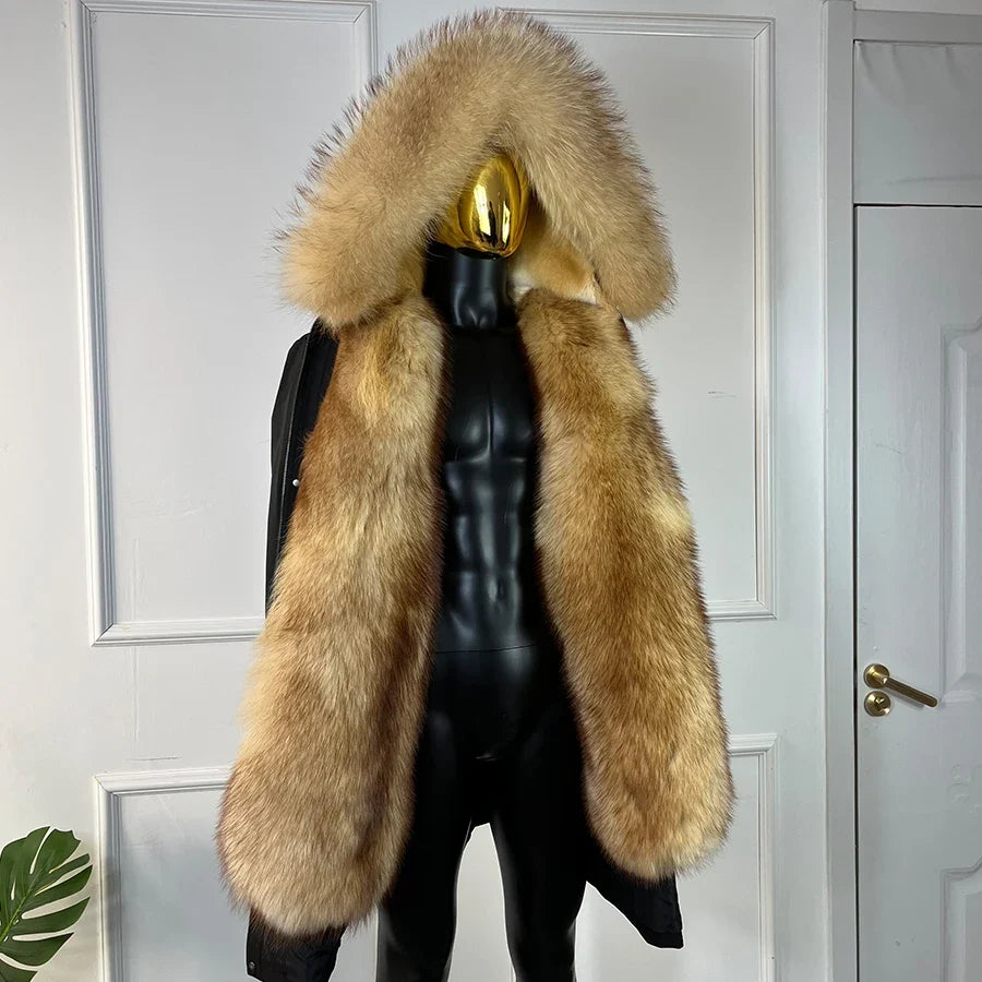 Parka mit Kunstfellfutter und Kapuze, Schwarz