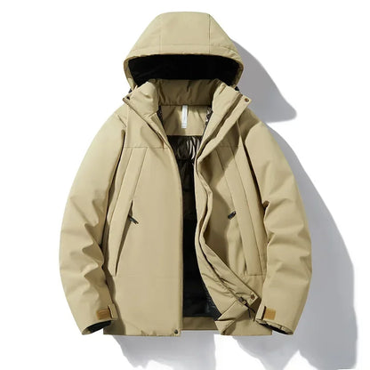 Men's winter jacket with hood - warm outdoor quilted jacket
