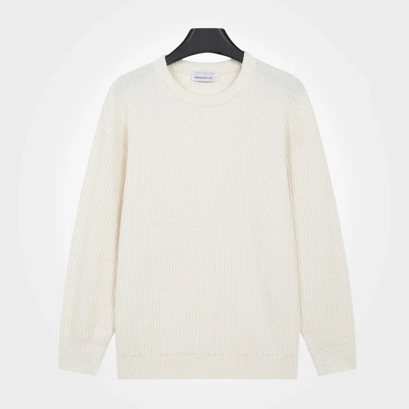 Men's ribbed-knit crew-neck long-sleeve sweater