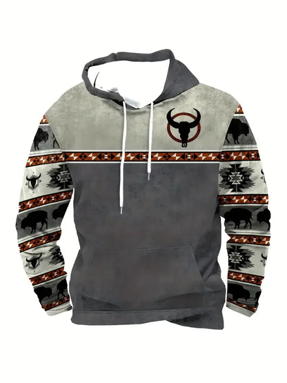 Unisex Kapuzenpullover mit Tiermotiv & Muster Kängurutasche