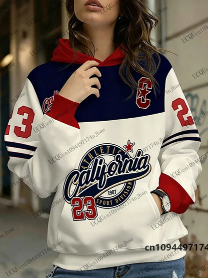 Hoodie für Damen mit "California Athletic" Print und Kängurutasche