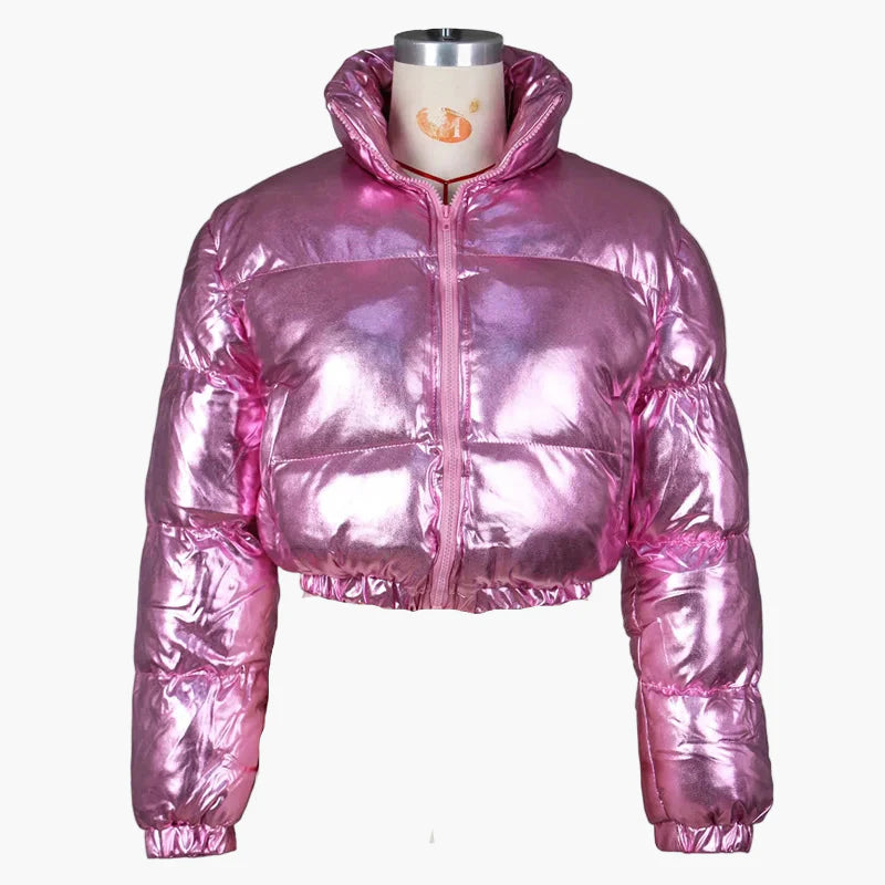 Women's Shiny Short Quilted Jacket – Fashionable Trend Jacket for Everyday and Going Out