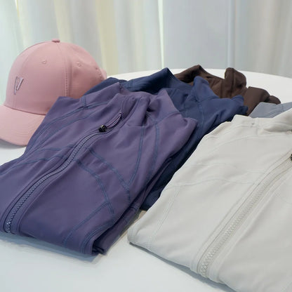 Damen Sportjacke mit Reißverschluss Stehkragen Slim Fit