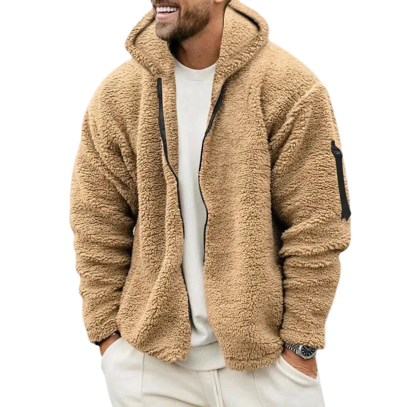 Men's Teddy Fleece Hoodie – Sporty Casual Look, Ideal for Autumn and Winter