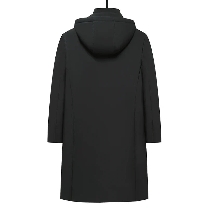 Men's long hooded winter coat, gray