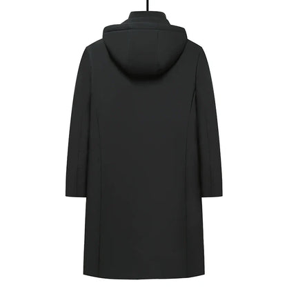 Men's long hooded winter coat, gray