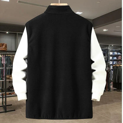 Men's fleece vest with stand-up collar, zipper, and pocket