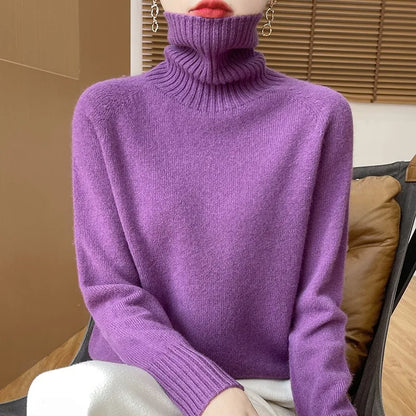Damen Rollkragenpullover Strickpullover Weich Schlicht Langarm