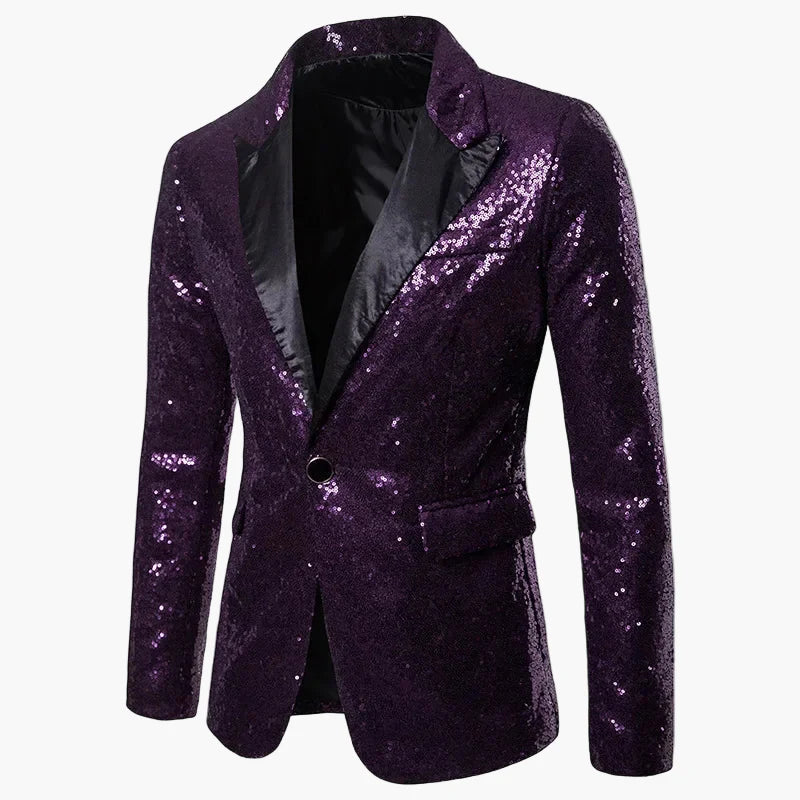 Men's Glitter Party Blazer – Eye-catching Sequin Blazer for Festive Occasions, Stage & Events