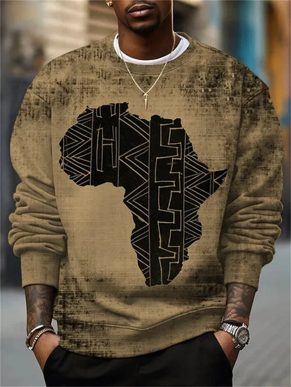 Men's crew-neck sweatshirt with graphic print, long-sleeved