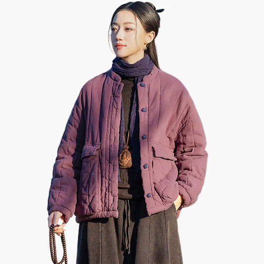 Damen Vintage Steppjacke im lockeren Freizeitstil – Übergangsjacke für Alltag und Outdoor